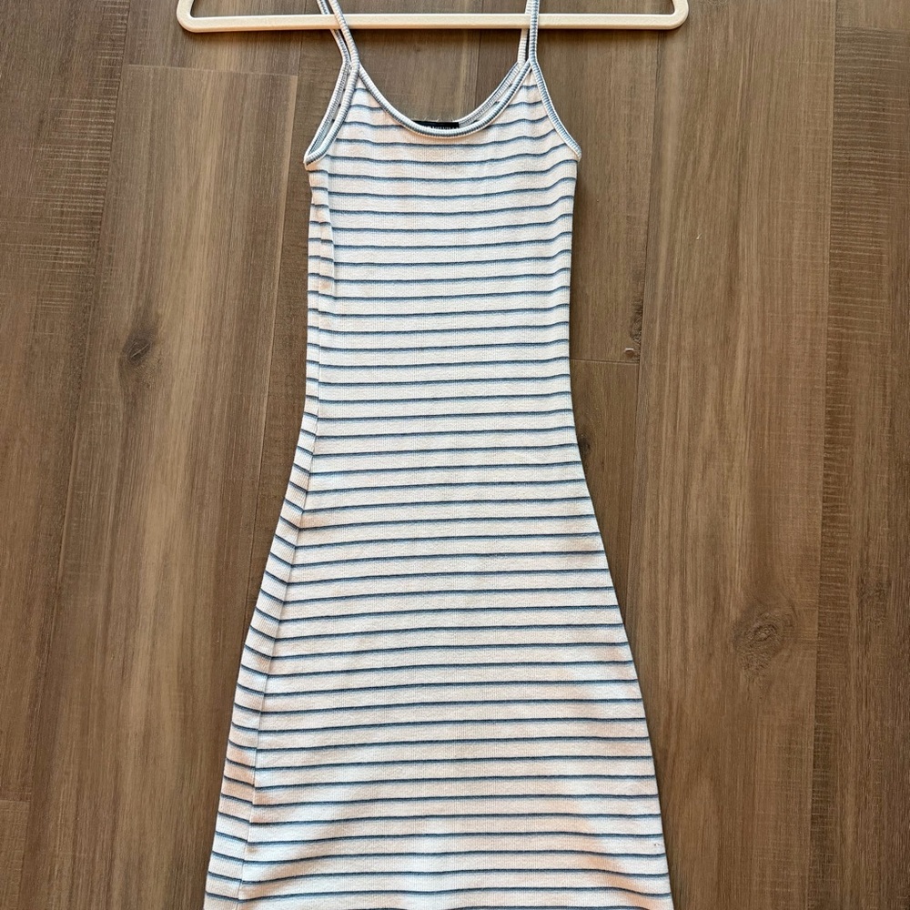 Brandy Melville Navy and White Striped Midi Dress